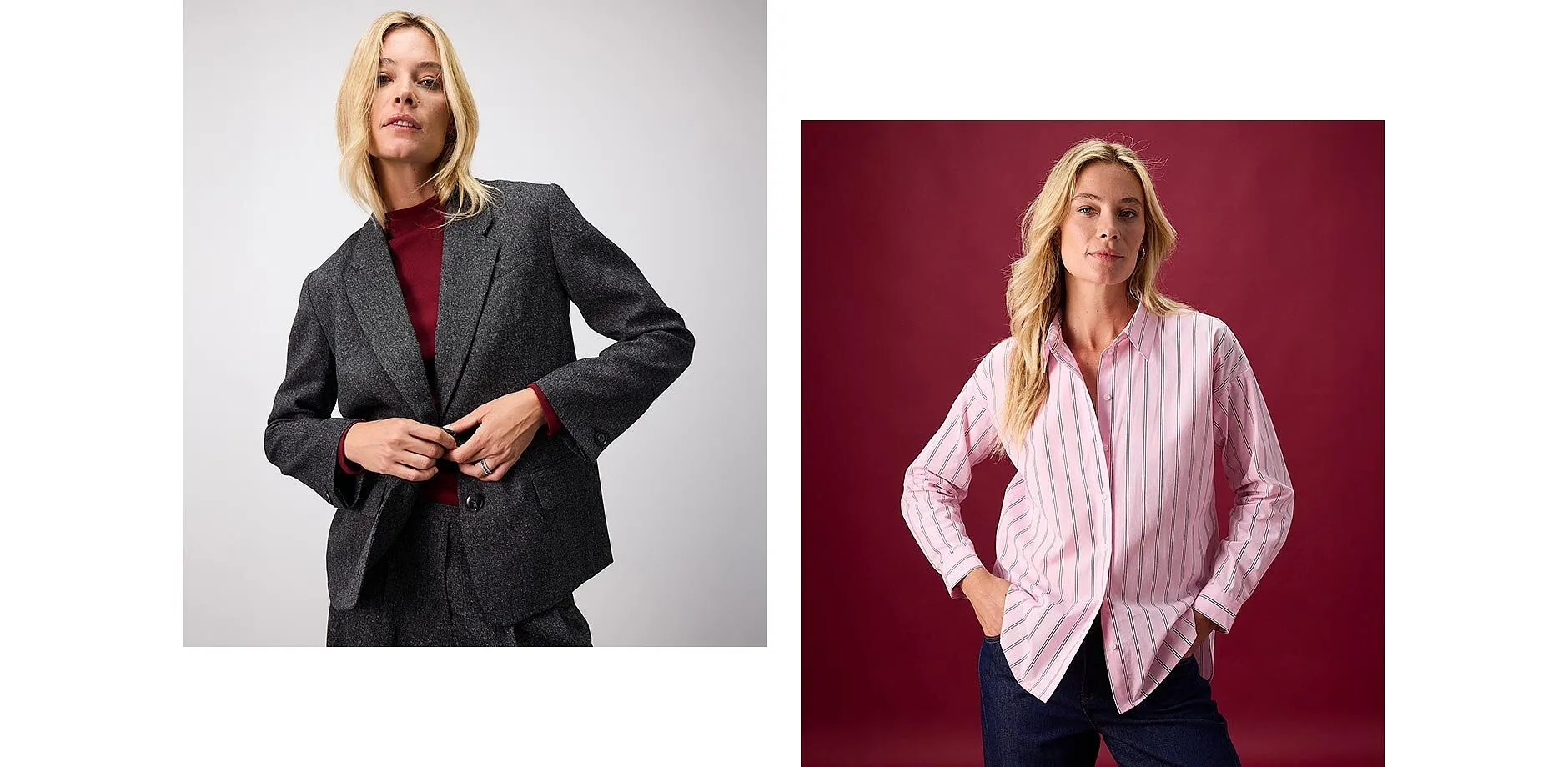 Femme - Blazer oversize en viscose mélangée - gris chiné