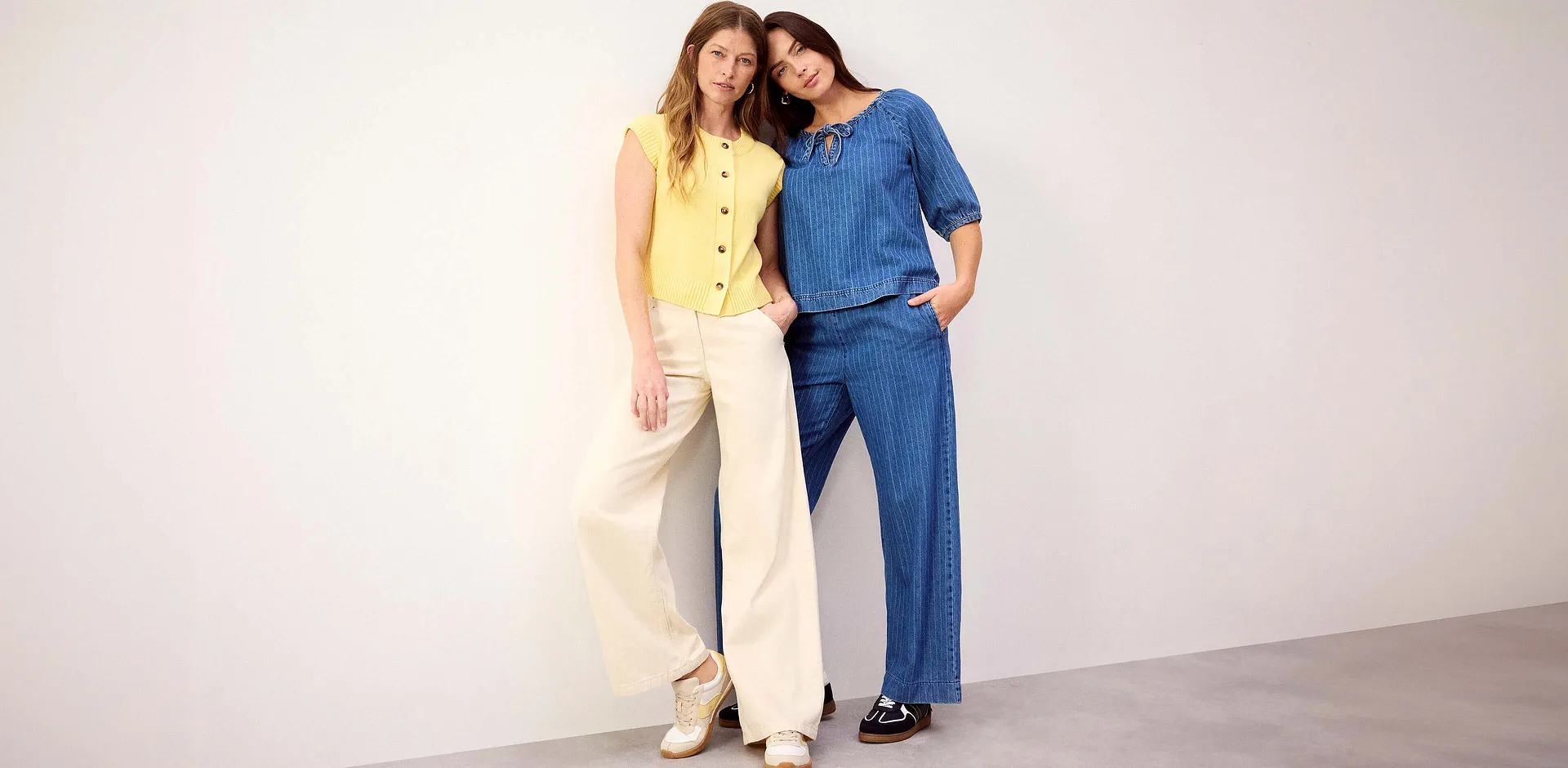 Femme - Jean large à taille entièrement élastiquée - bleu stone rayé