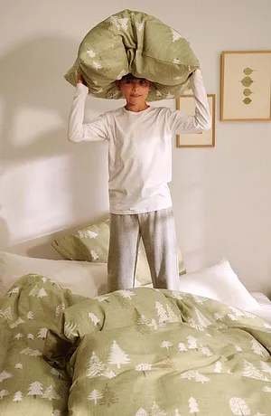 Maison - Parure de lit motif sapins - taupe