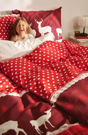 Maison - Parure de lit motif élans - rouge