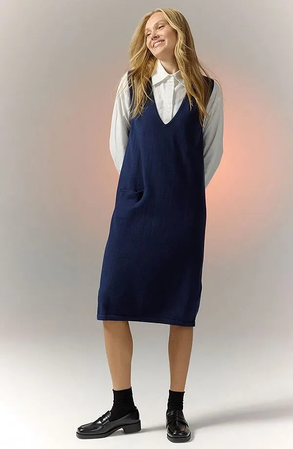 Femme - Robe en maille 100% coton - bleu foncé