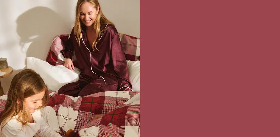 Maison - Parure de lit à carreaux - rouge/crème