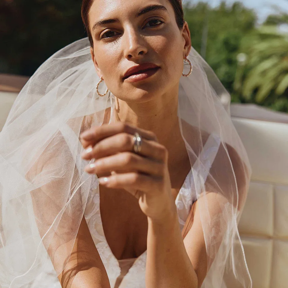 Femme - Voile de mariée en matière transparente - blanc 140 cm