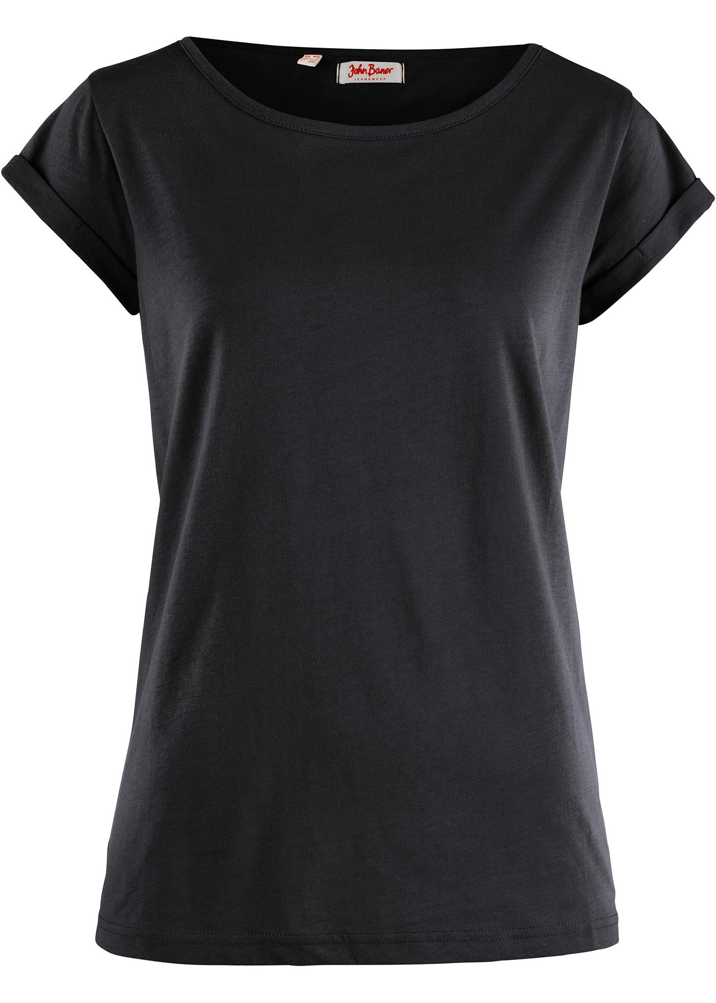 Joli T Shirt Basique Manches Courtes De Forme Carr E D Contract E Noir