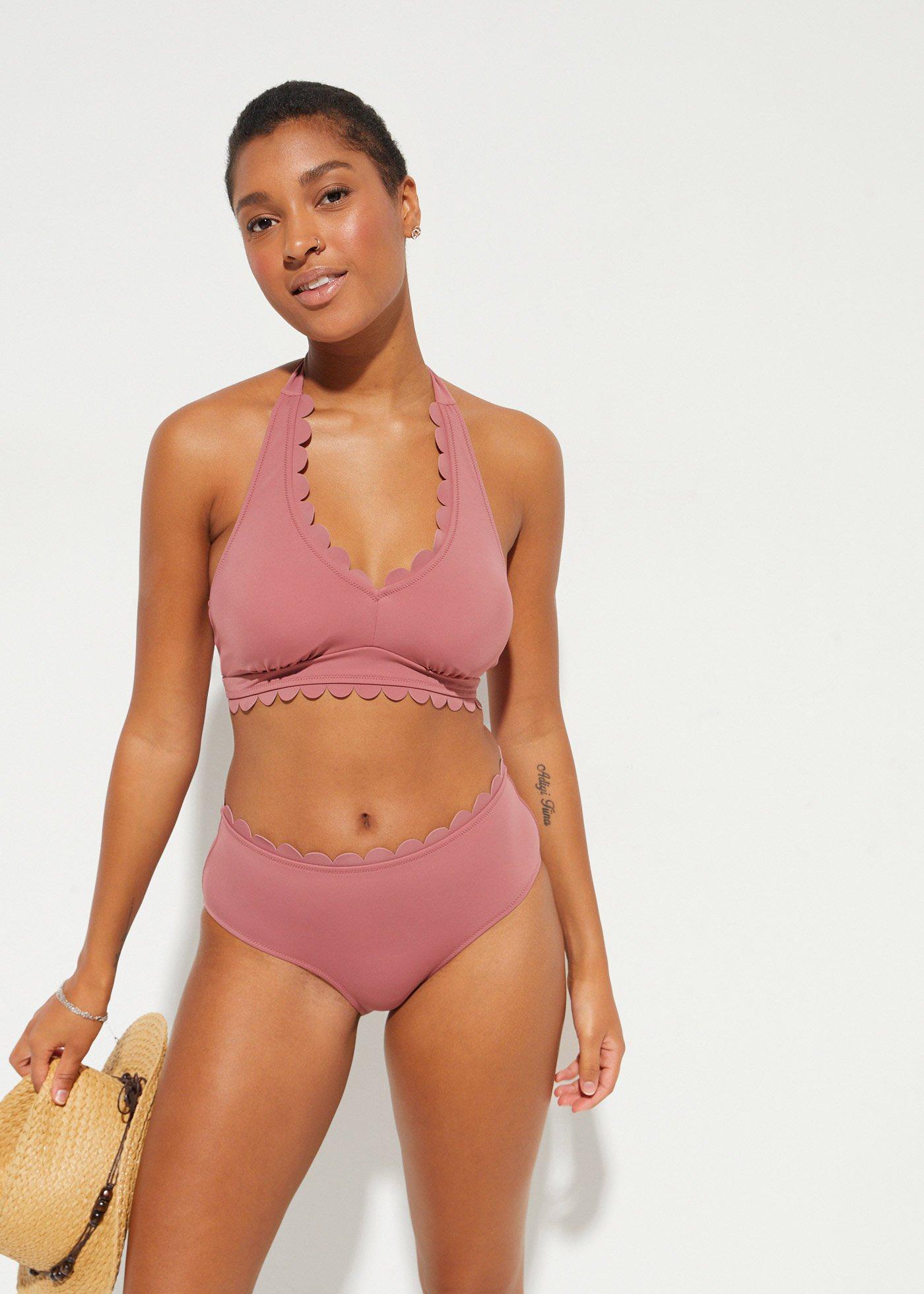 Bikini dos nu tendance en matière écoresponsable vieux rose