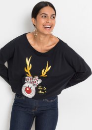 T-shirt épaules découvertes avec motif de Noël, BODYFLIRT