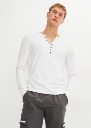 T-shirt col Henley manches longues en coton, Slim Fit, bpc bonprix collection