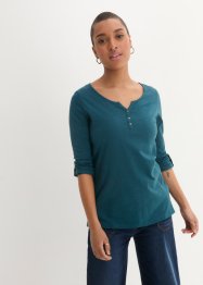T-shirt manches longues en coton léger avec patte de boutonnage, bpc bonprix collection