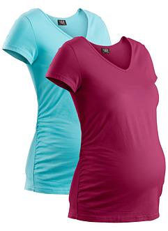 Lot de 2 T-shirts basiques de grossesse en coton bio, bpc bonprix collection Lot de 2 T-shirts basiques de grossesse en coton bio, bpc bonprix collection
