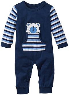 Grenouillère bébé à manches longues en coton bio, bpc bonprix collection, bleu foncé/bleu moyen à rayures Grenouillère bébé à manches longues en coton bio, bpc bonprix collection, bleu foncé/bleu moyen à rayures