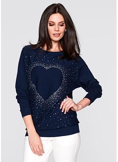 Pull long à strass appliqués, bpc selection, bleu foncé Pull long à strass appliqués, bpc selection, bleu foncé