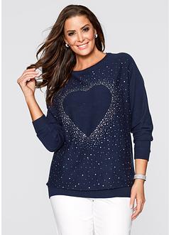 Pull long à strass appliqués, bpc selection, bleu foncé Pull long à strass appliqués, bpc selection, bleu foncé