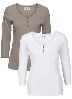 Lot 2 T-shirts côtelés, manches 3/4, John Baner JEANSWEAR Lot 2 T-shirts côtelés, manches 3/4, John Baner JEANSWEAR