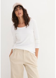 T-shirt manches longues en coton à col rond, bpc bonprix collection