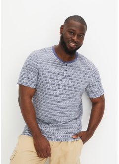 T-shirt col Henley manches courtes en coton avec imprimé minimaliste, bpc bonprix collection