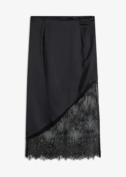 Jupe midi en satin fluide