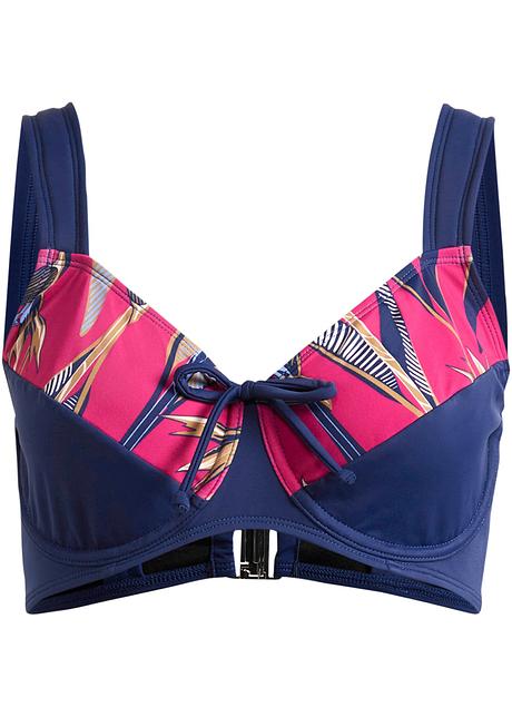 Haut de bikini minimiseur aux belles couleurs bleu foncé fuchsia