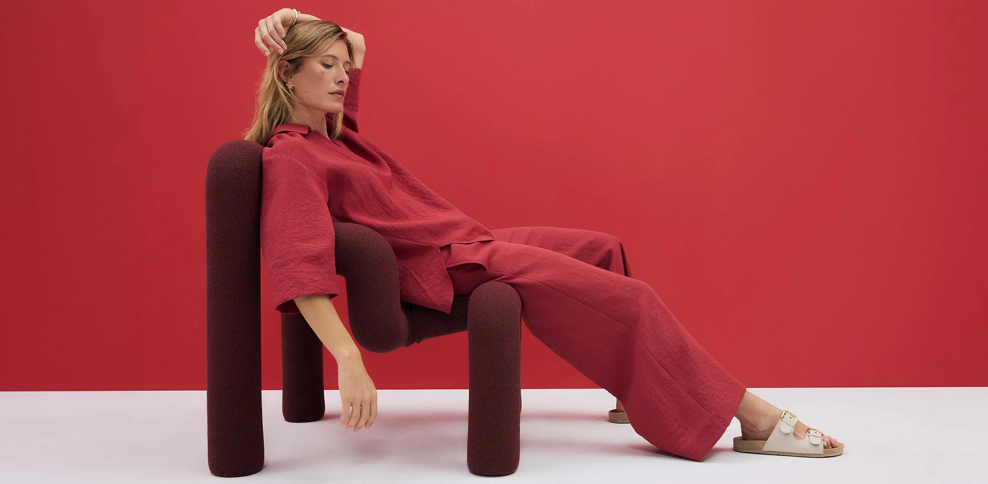 Femme - Jupe-culotte fluide en viscose majoritaire - rouge cerise