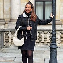 Femme - Robe en maille à col roulé - noir