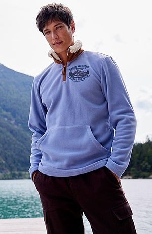 Homme - Polaire à col montant - bleu mat