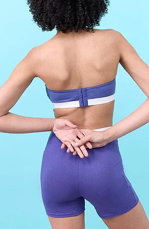 Femme - Lot de 4 boxers femme coton mi-longs - bleu violet+blanc+noir+bleu menthol