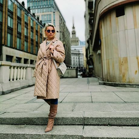 Femme - Manteau matelassé en polyester recyclé - beige sahara