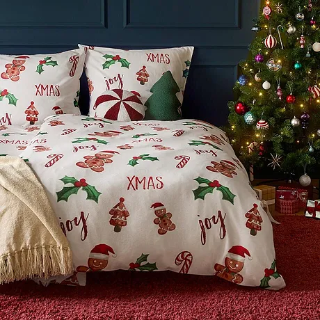 Maison - Parure de lit à motif pain d’épices - blanc/multicolore