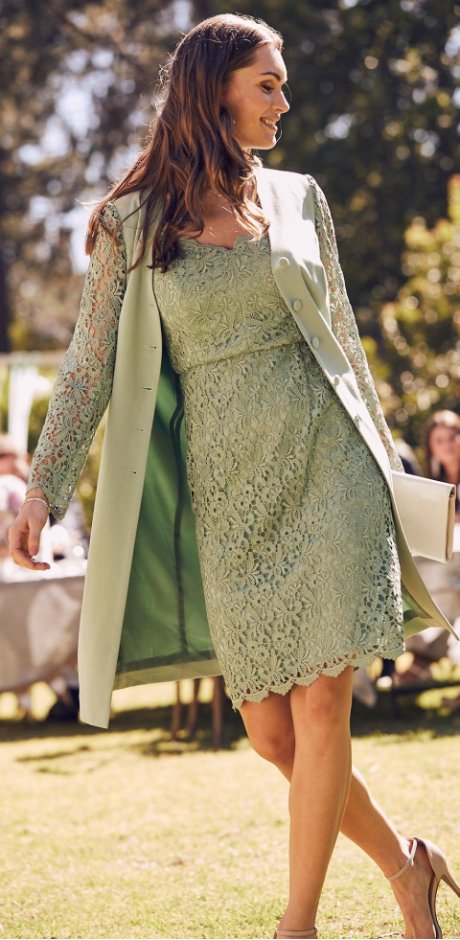 Femme - Robe fourreau à dentelle - vert pastel
