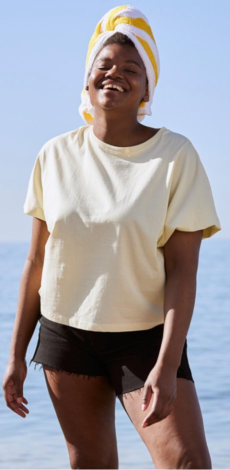 Femme - T-shirt oversize - jaune vanille