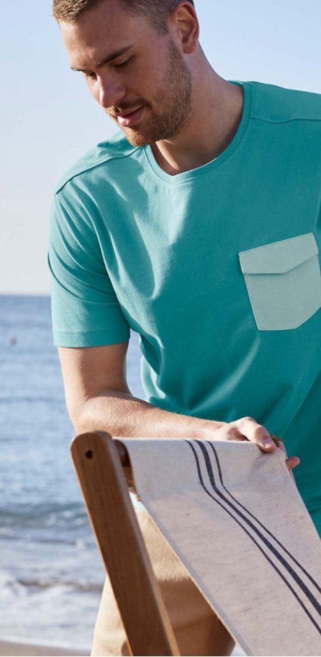 Homme - T-shirt avec poche - aigue-marine