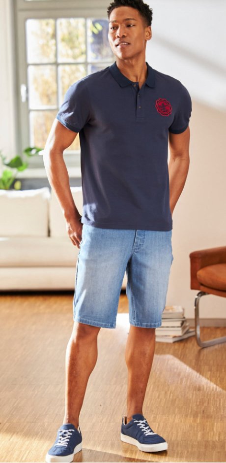 Homme - Lot de 2 bermudas en jean ultra soft, Regular Fit - bleu clair denim + bleu foncé denim