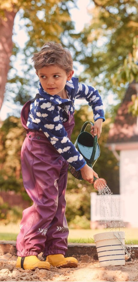 Enfant - Pantalon de pluie thermo à bretelles fille - aubergine