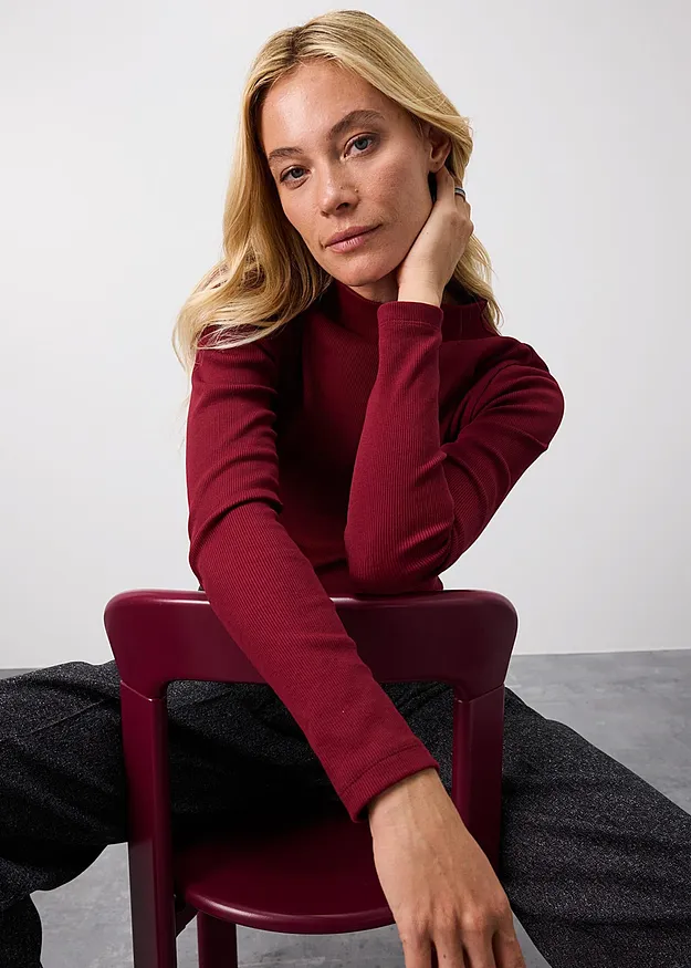 Heisenberg_FutureUse - T-shirt manches longues en mati&egrave;re c&ocirc;tel&eacute;e - rouge rubis