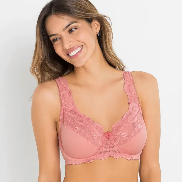 Soutien-gorge minimiseur rose clair avec dentelle en filigrane