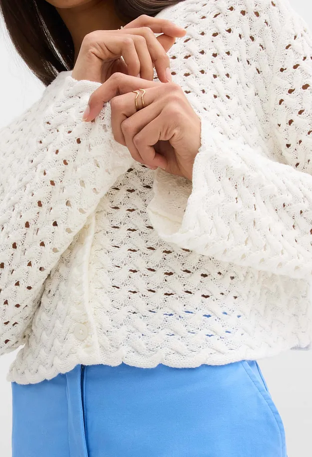 Tendance - Gilet en maille ajour&eacute;e - &eacute;cru