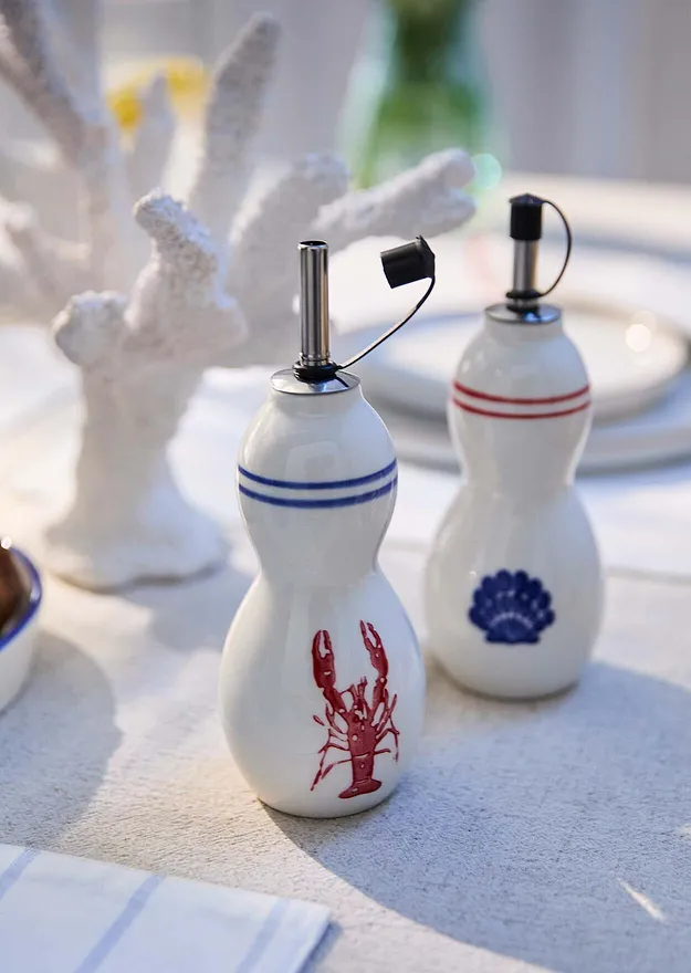 Maison & Jardin - Vinaigrier et huilier (ens. 2&nbsp;pces) - blanc