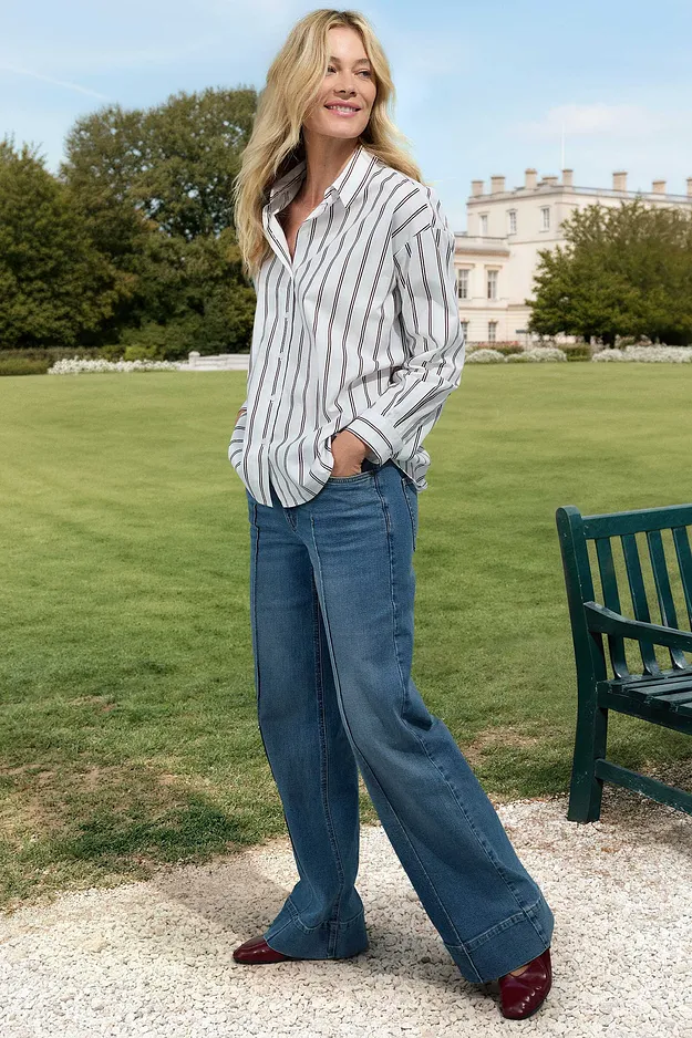 Tendance - Chemisier long - blanc/rouge rubis ray&eacute;