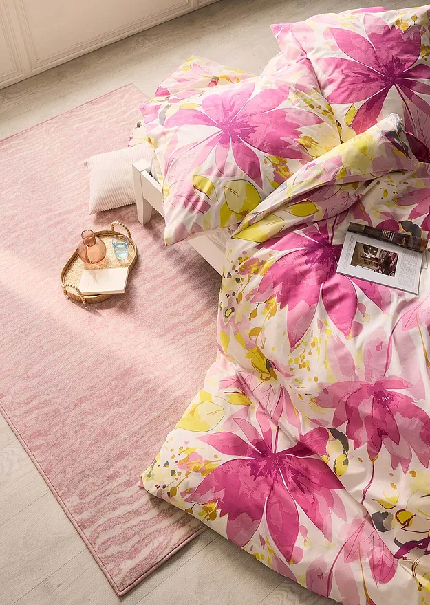 Maison - Parure de lit en coton m&eacute;lang&eacute; - rose/jaune