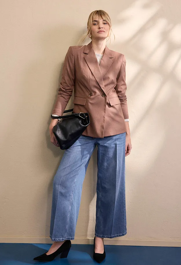 Femme - Blazer &agrave; boutonnage double - marron