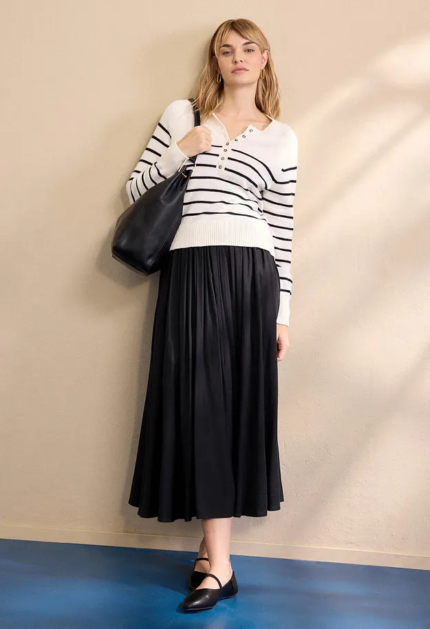 Femme - Jupe longue et fluide en viscose majoritaire - noir