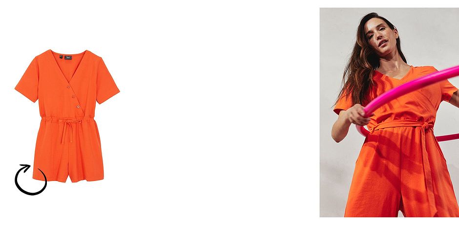 Inspiration - Combi pantalon en coton - rouge mandarine