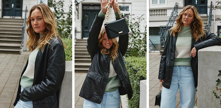 Femme - Blazer en cuir nappa d'agneau - noir