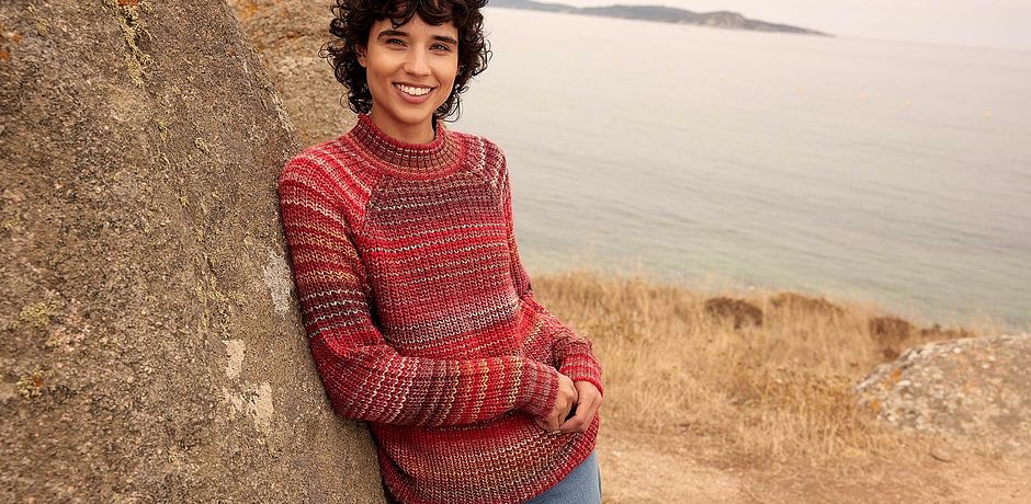 Inspiration - Pull avec effet chiné - rouge érable chiné