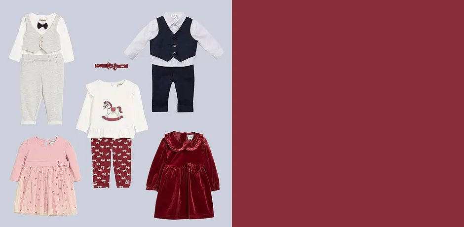 Pêle-mêle de vêtements de fête pour bébé