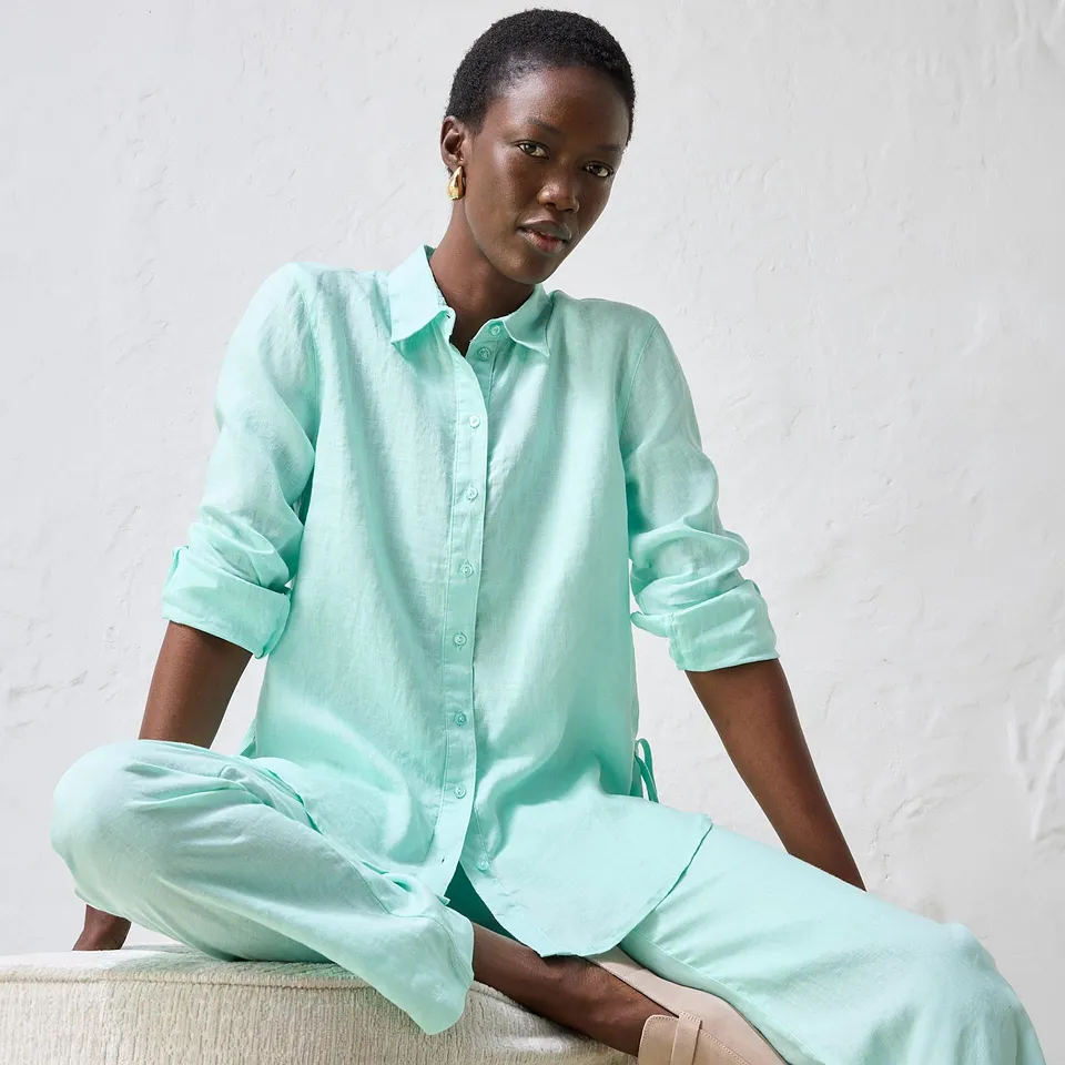 Tendance - Chemisier 100&nbsp;% lin - menthe clair