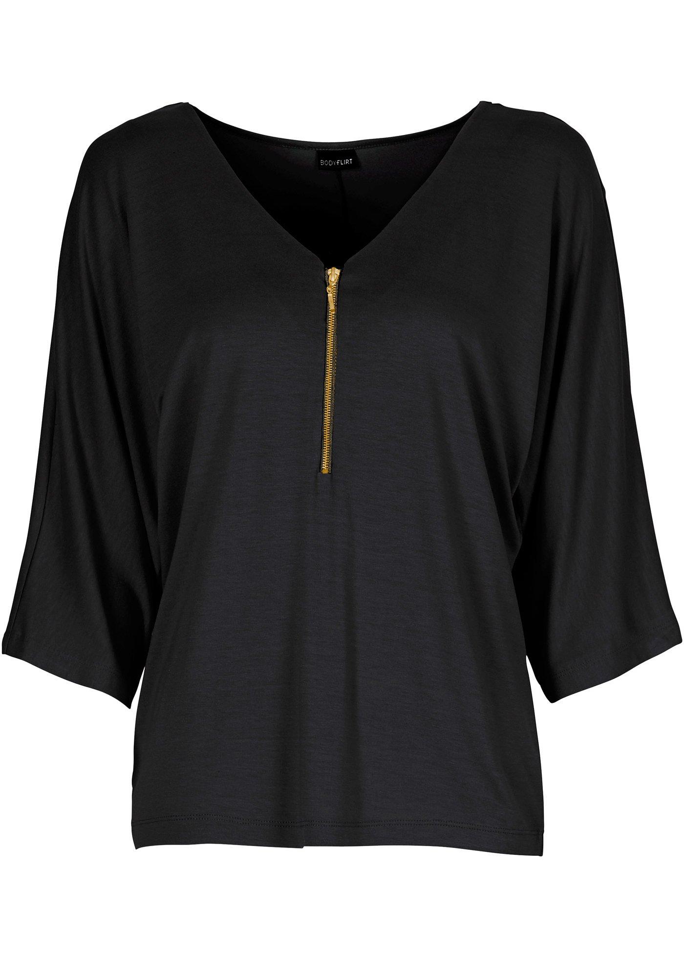 T-shirt manches chauve-souris avec zip