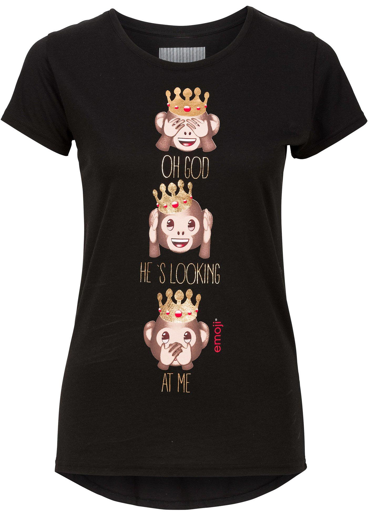 T-shirt long à imprimé emoji