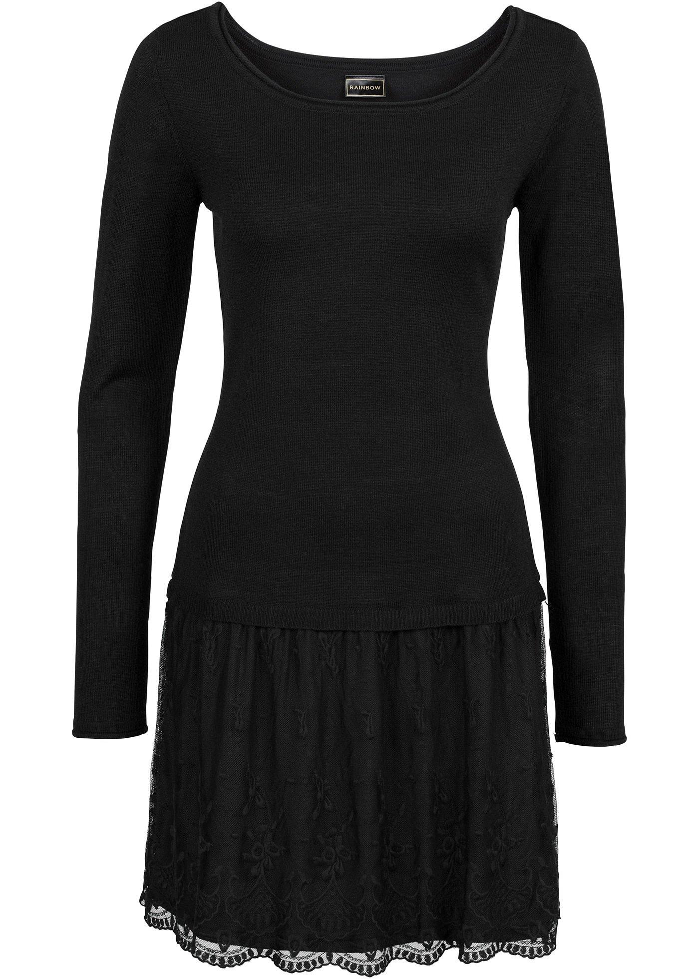 Robe en maille avec jupe dentelle