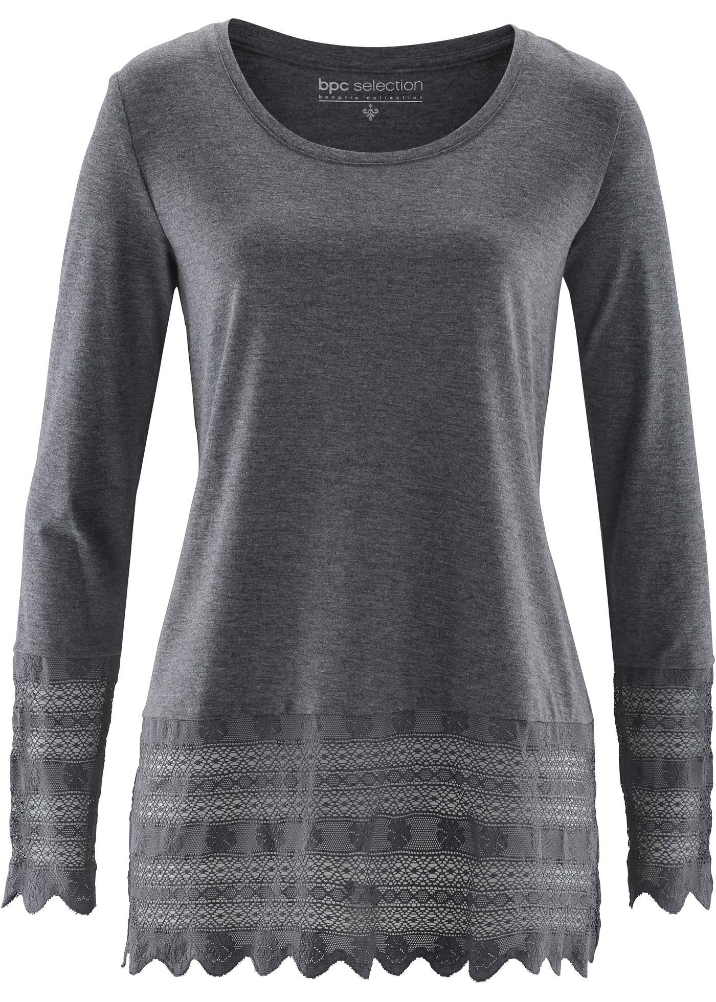 T-shirt long à dentelle