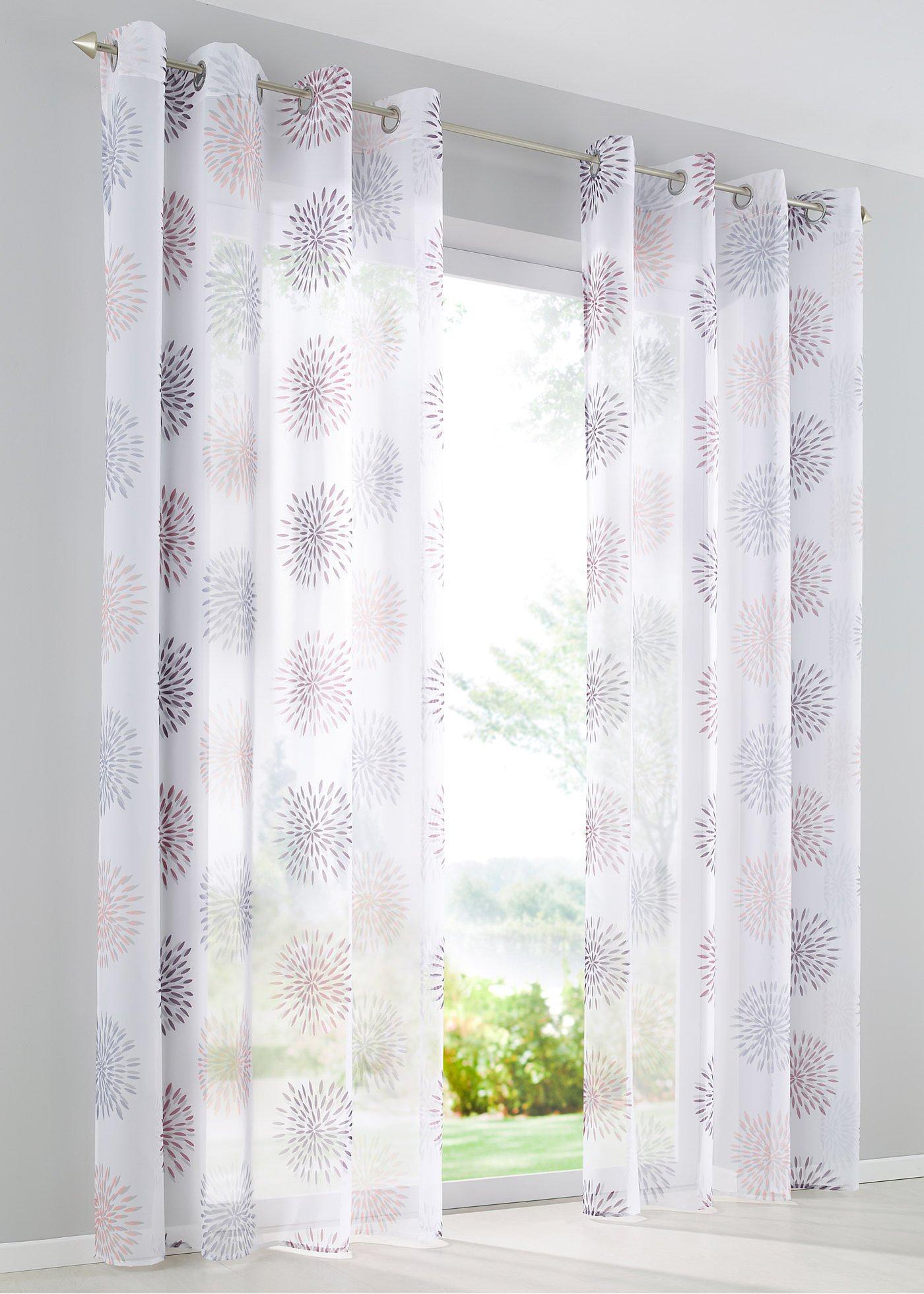 Voilage transparent à imprimé cercles (1 pce.)